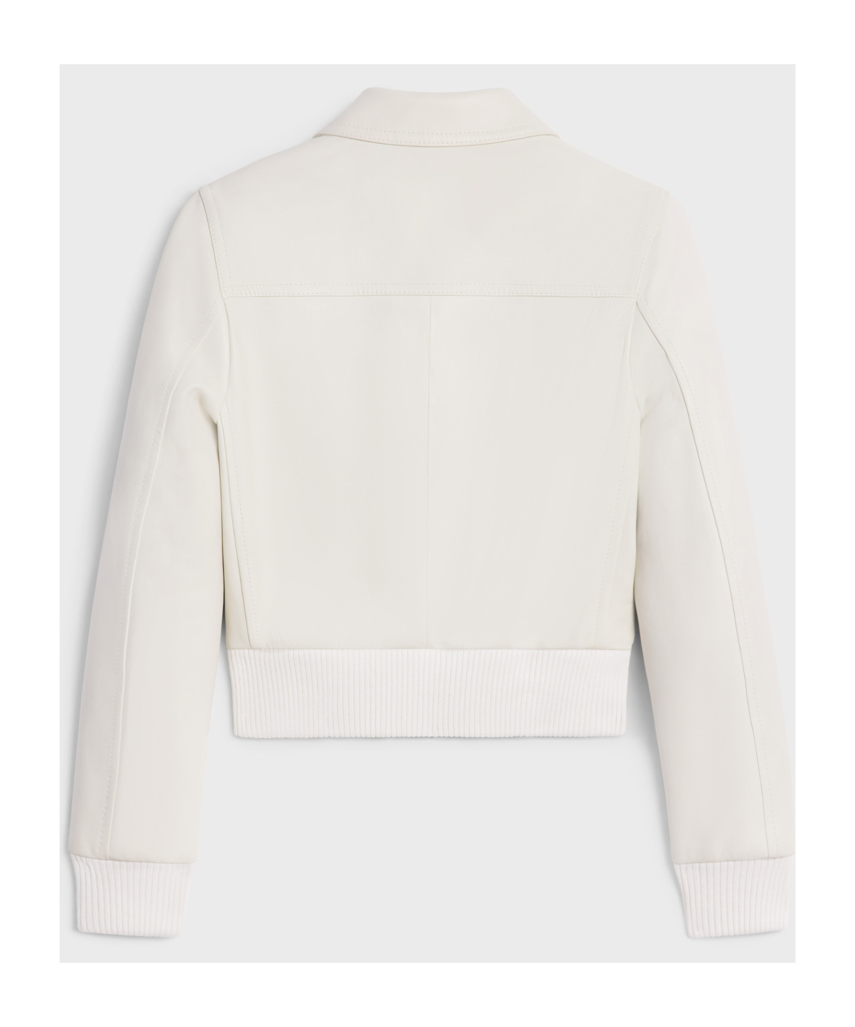 Celine Long-sleeved Leather Jacket In White