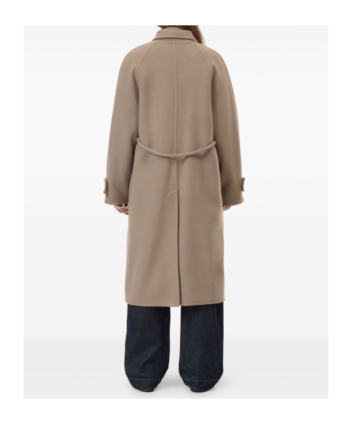 Closed Wool Belted Coat In Brown