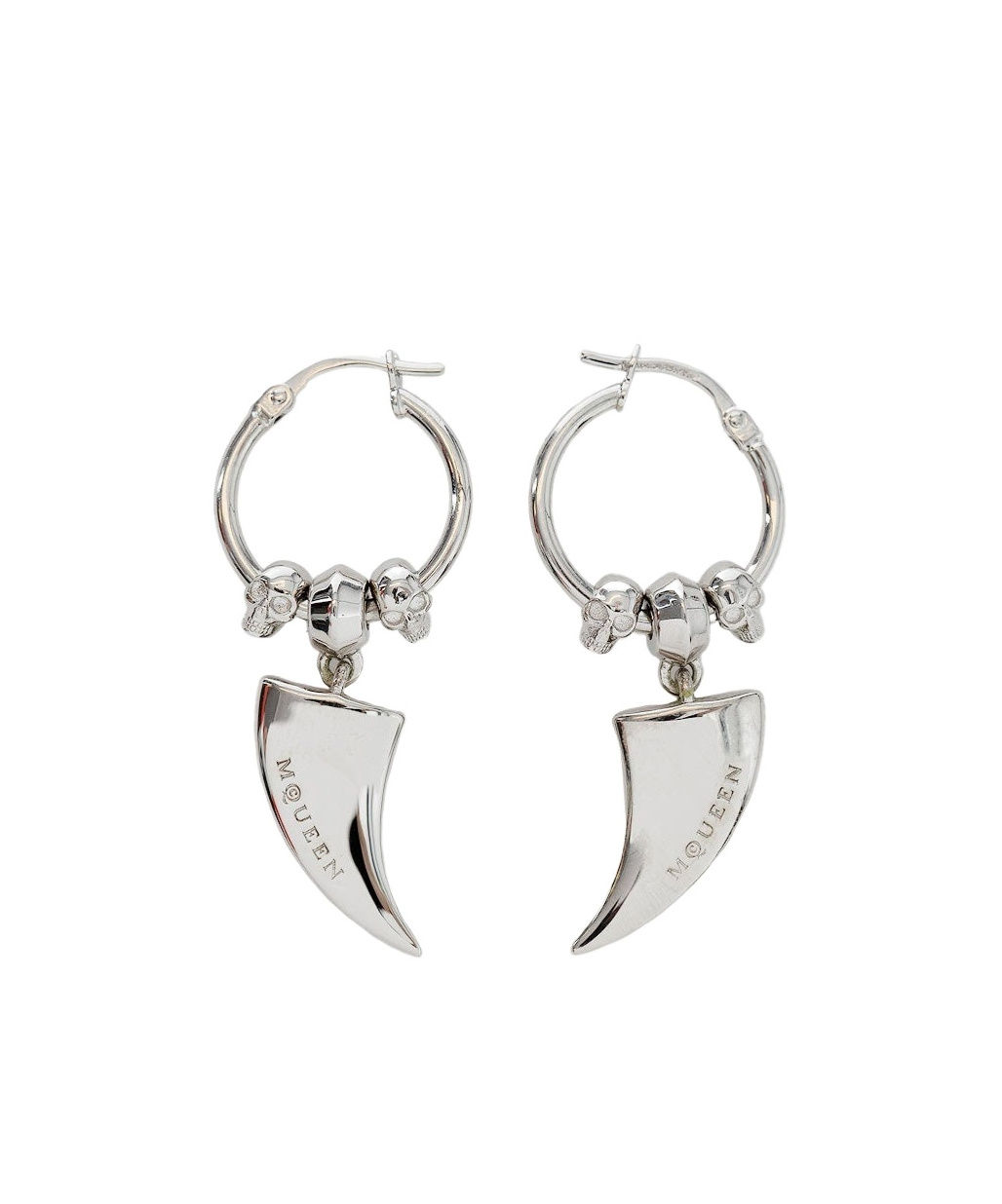 Alexander Mcqueen Tiger Claw Earrings In White