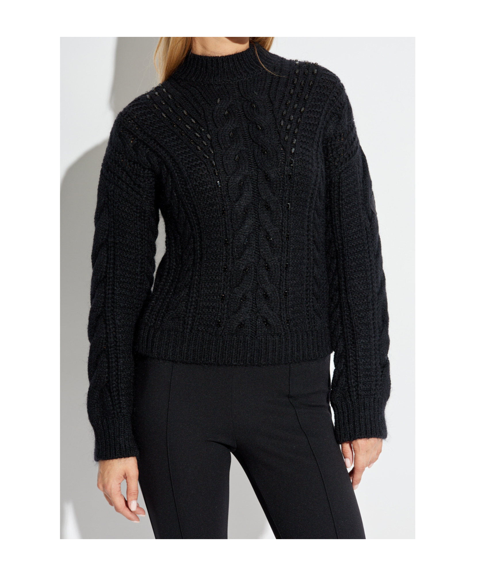 Moncler Embroidered Mohair Blend Sweater In Black