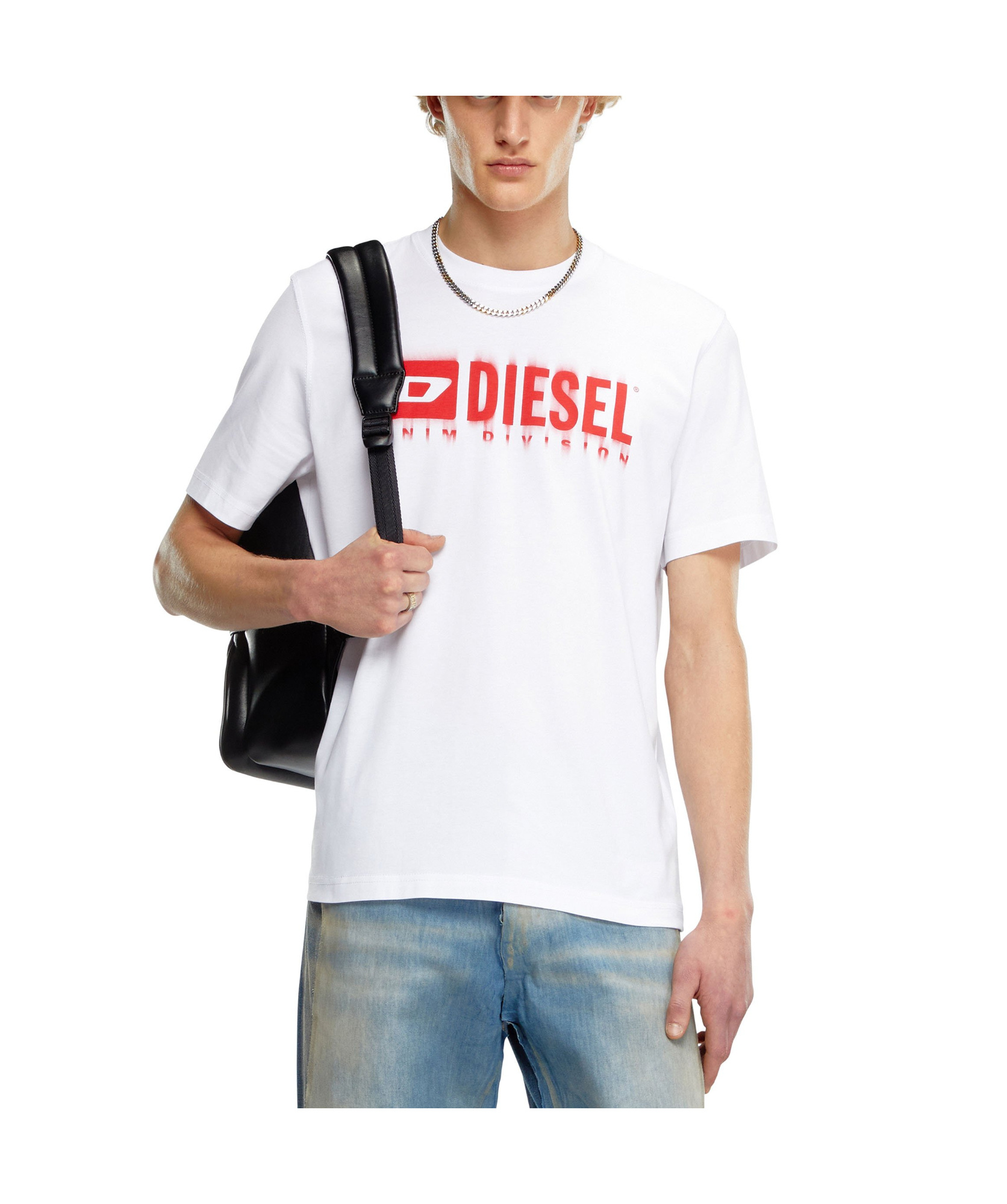 Shop Diesel T-adjust-q7 T-shirt In White