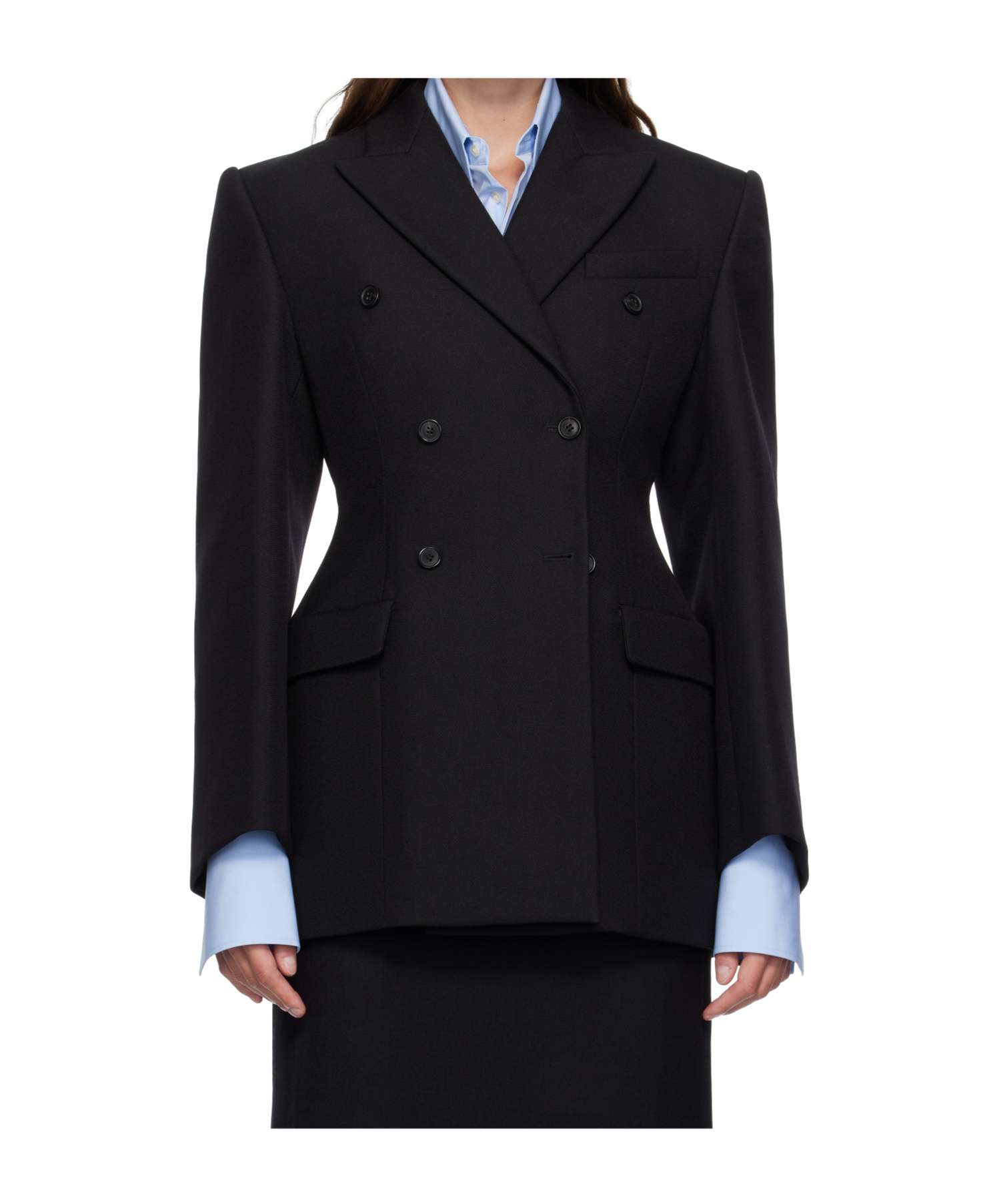 Wardrobe.nyc Contour Double-breasted Blazer In Black