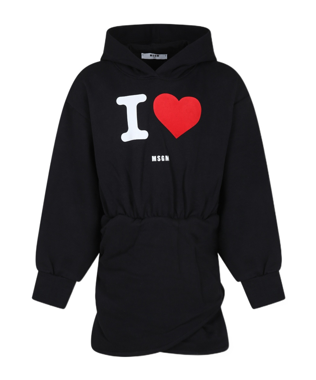 Shop Msgm Logo-print Hooded Dress In Black