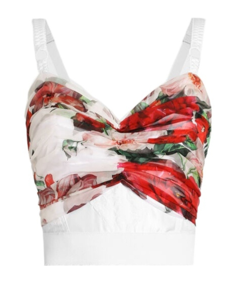Dolce & Gabbana Floral Print Top Adjustable Straps In White