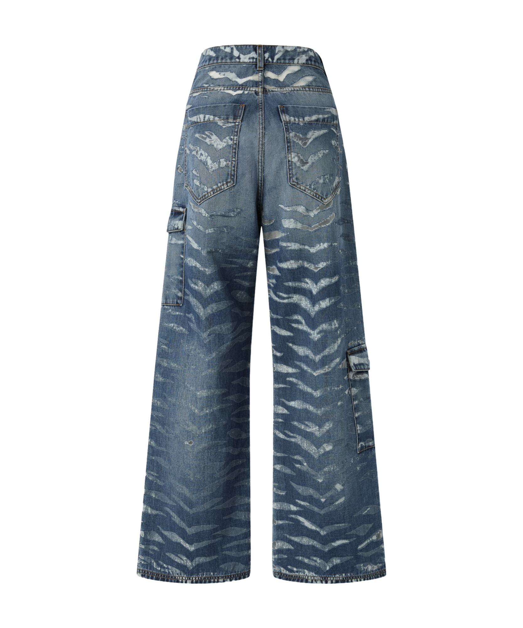 Pinko Wide-leg Zebra-print Jeans In Blue