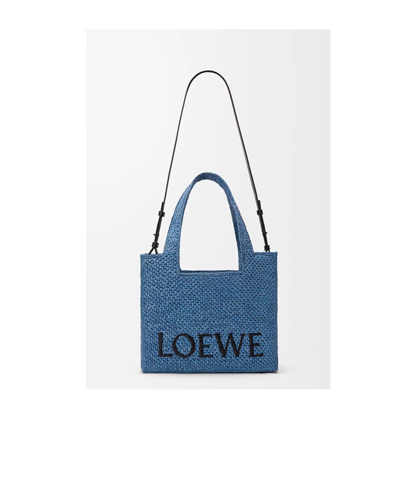 Loewe Logo Medium Tote Bag In Raffia In Light Blue