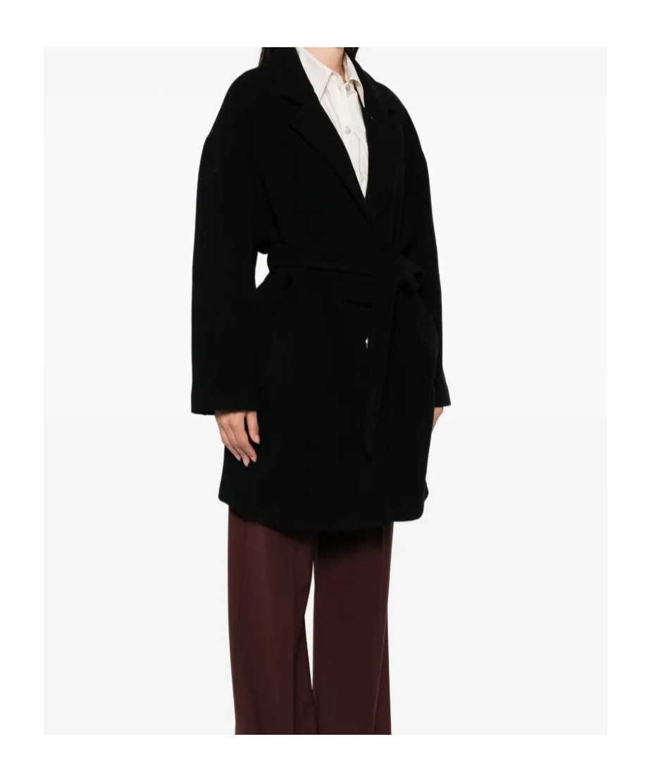 Pinko Belted Button-fastening Coat In Black