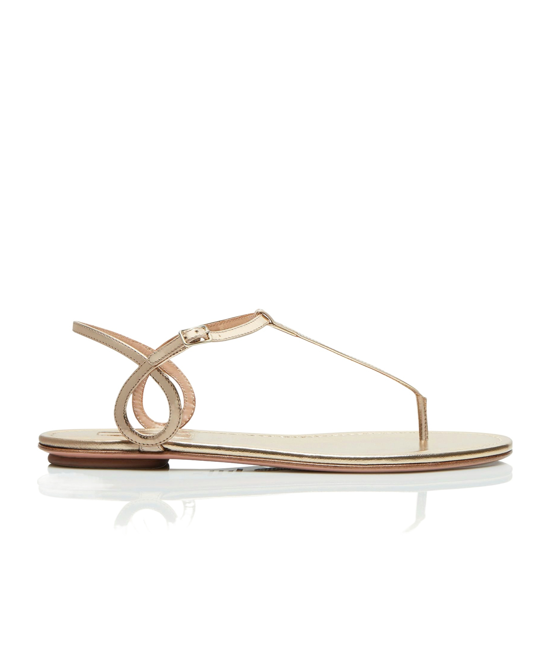 Aquazzura Almost Bare Metallic Leather Thong Sandals In Nude