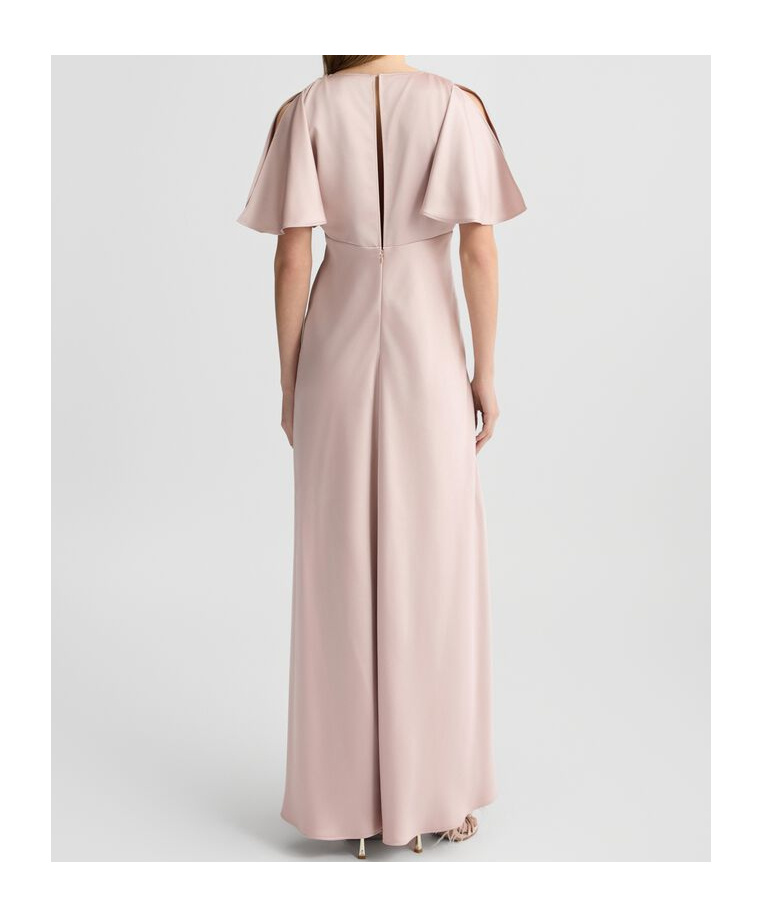 Shop Liu •jo Liu Jo V-neck Satin Maxi Dress In Pink