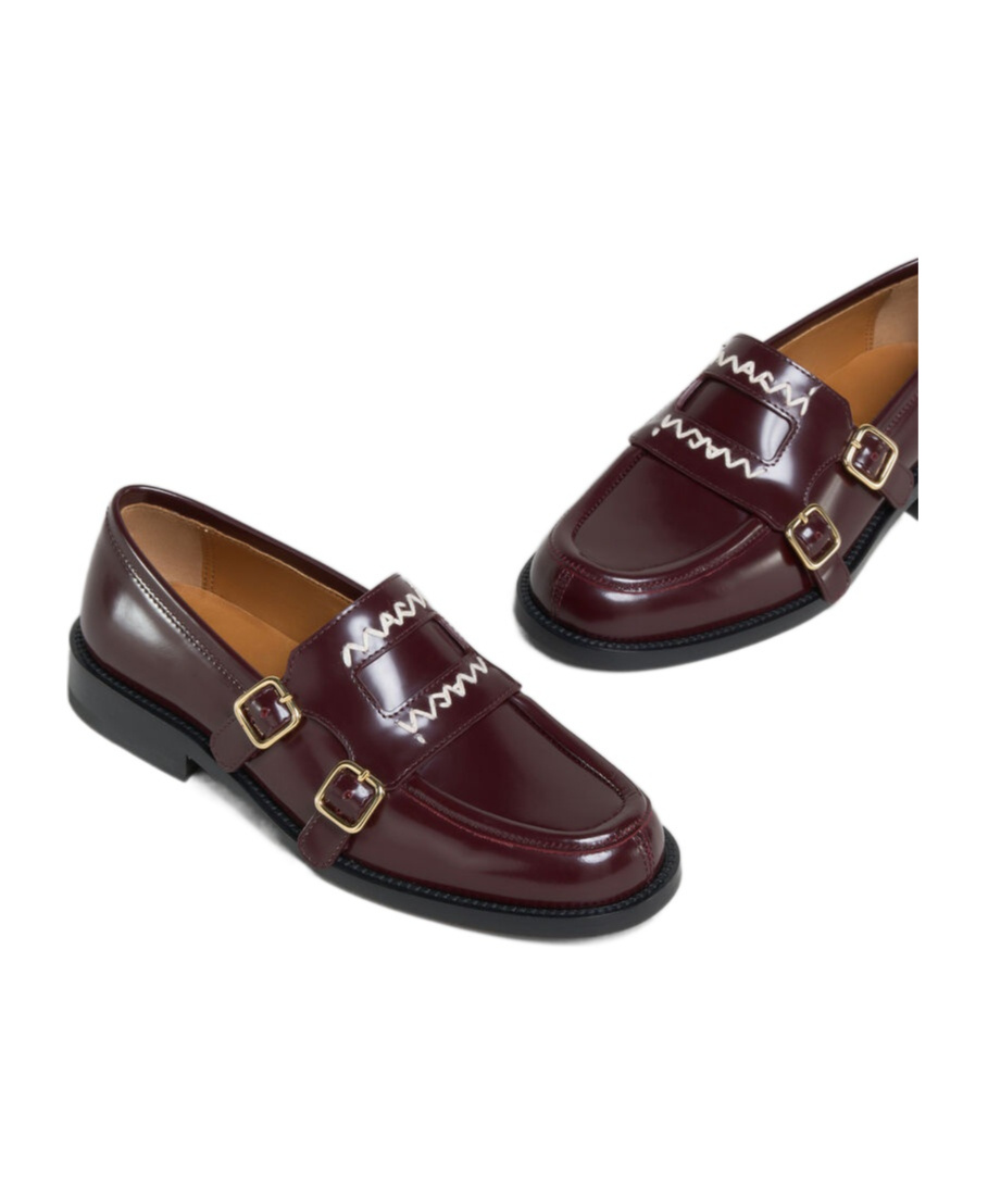 Marni Leather Loafers With Stitched Detailing And Shape In Black