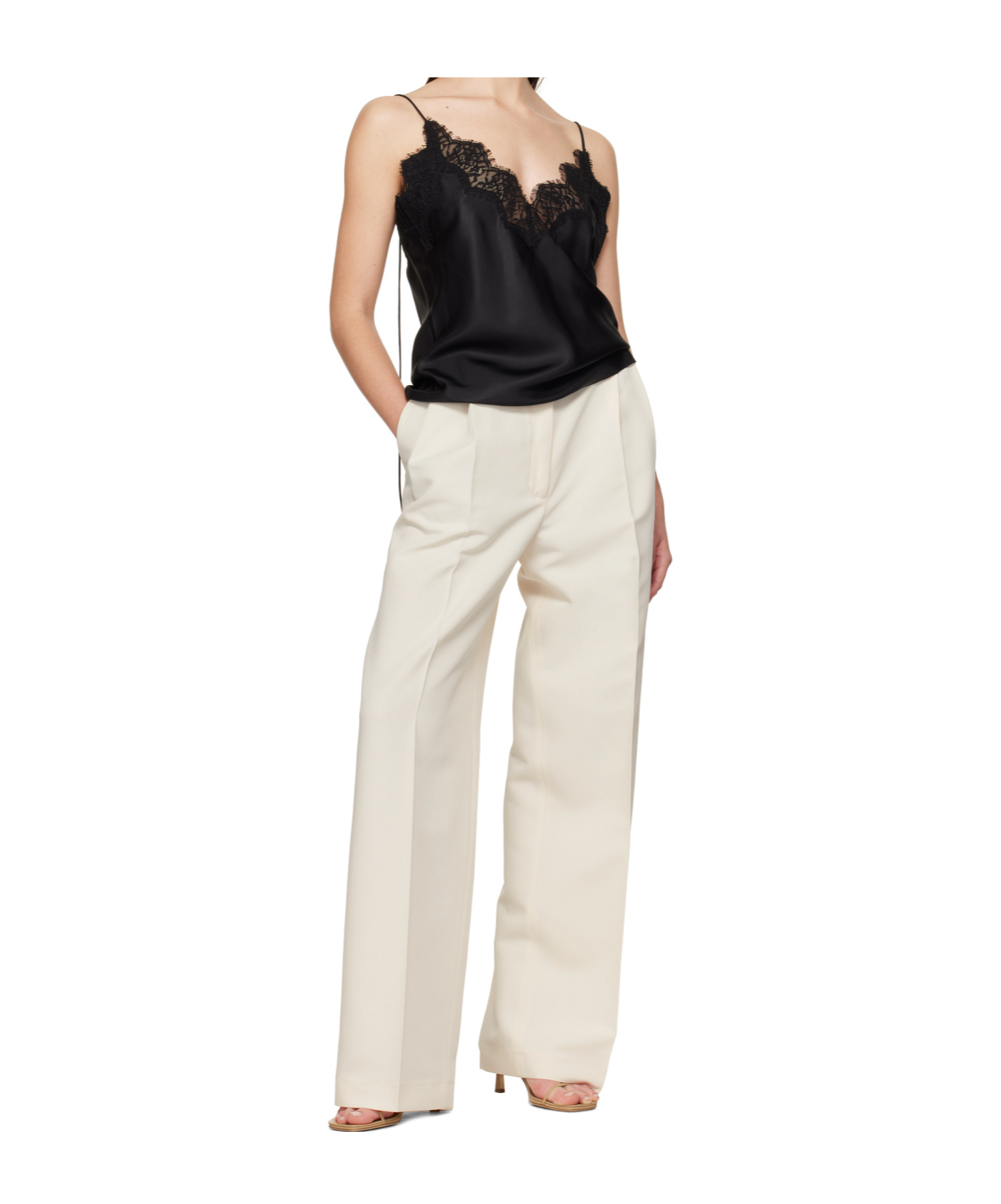 Rohe High-waisted Pleated Casual Pants In White