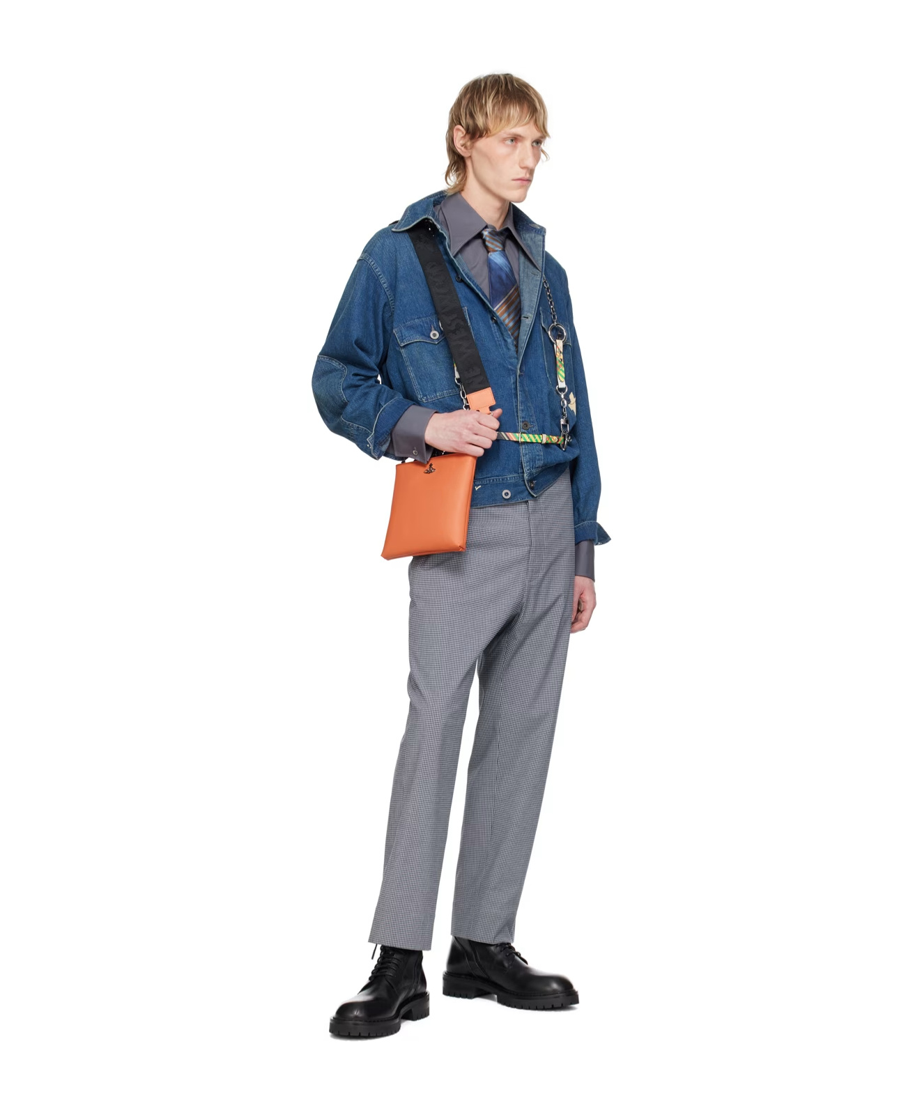 Vivienne Westwood Squire Square Webb Strap Logo Cross-body Bag In Orange