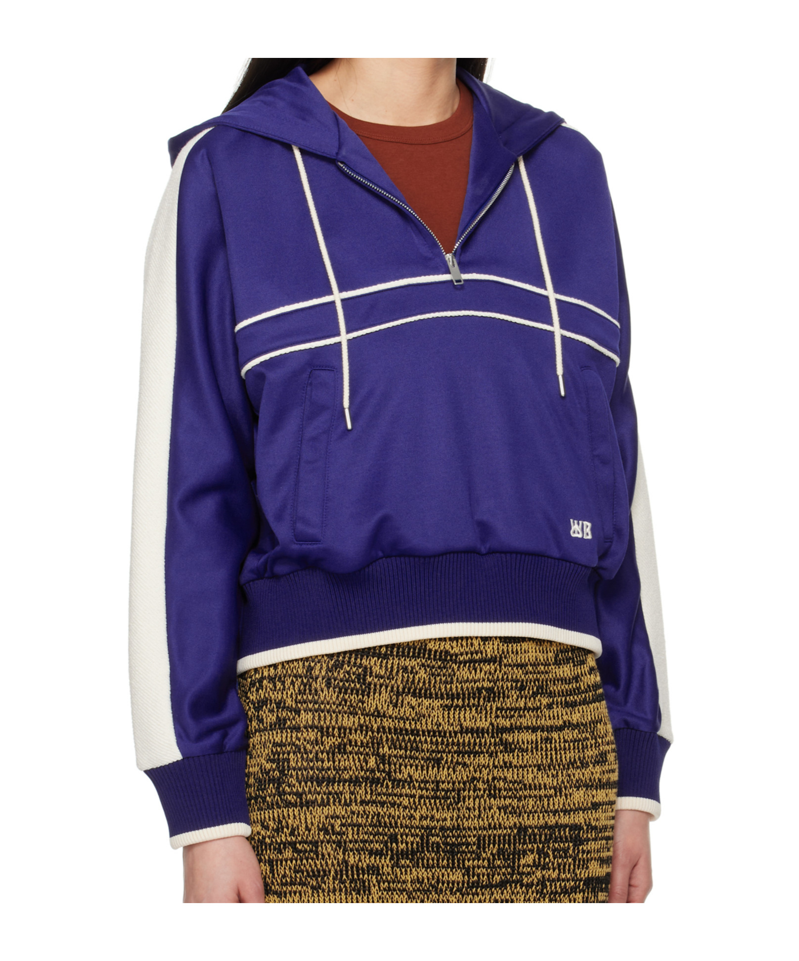 Wales Bonner Long-sleeved Hooded Sweatshirt In Blue