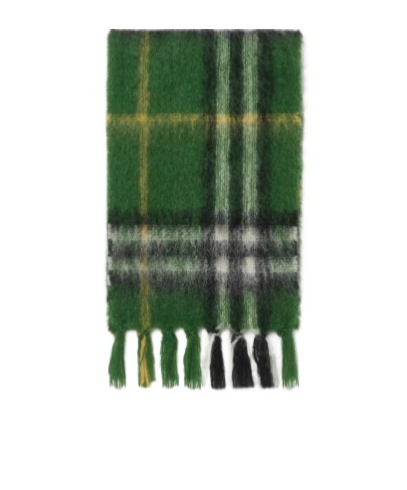 Burberry Checked Mohair Scarf In Green