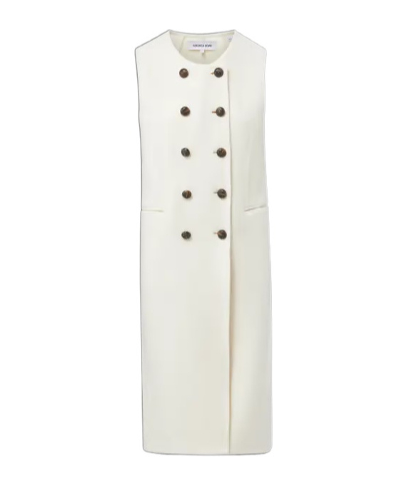 Veronica Beard Sleeveless Long Vest In White