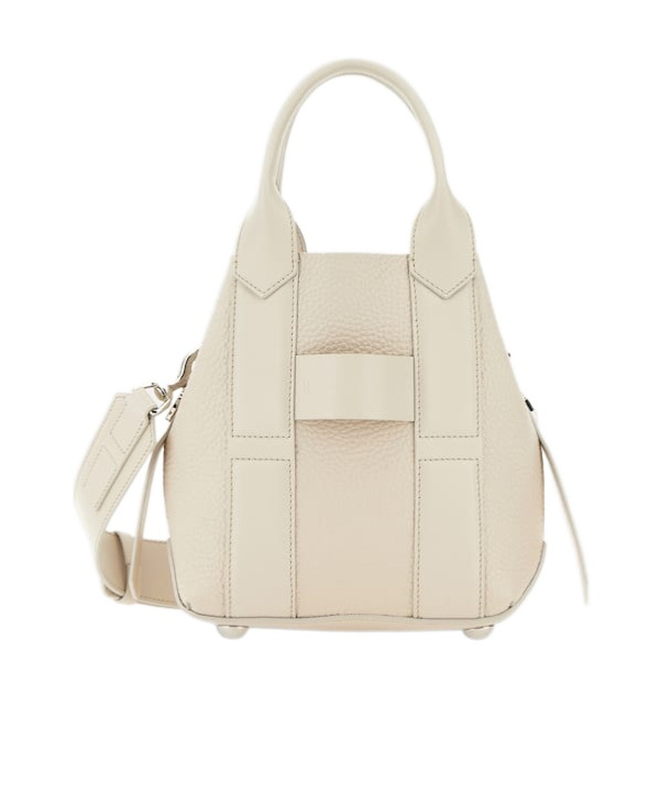 Shop Hogan Script Leather Tote Bag In Nude