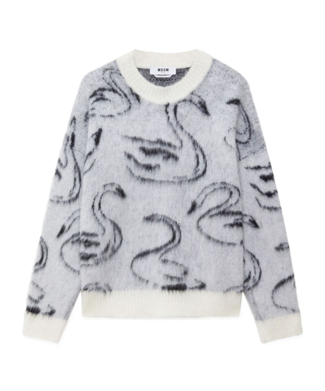 Msgm Printed Knit Jumper In Gray