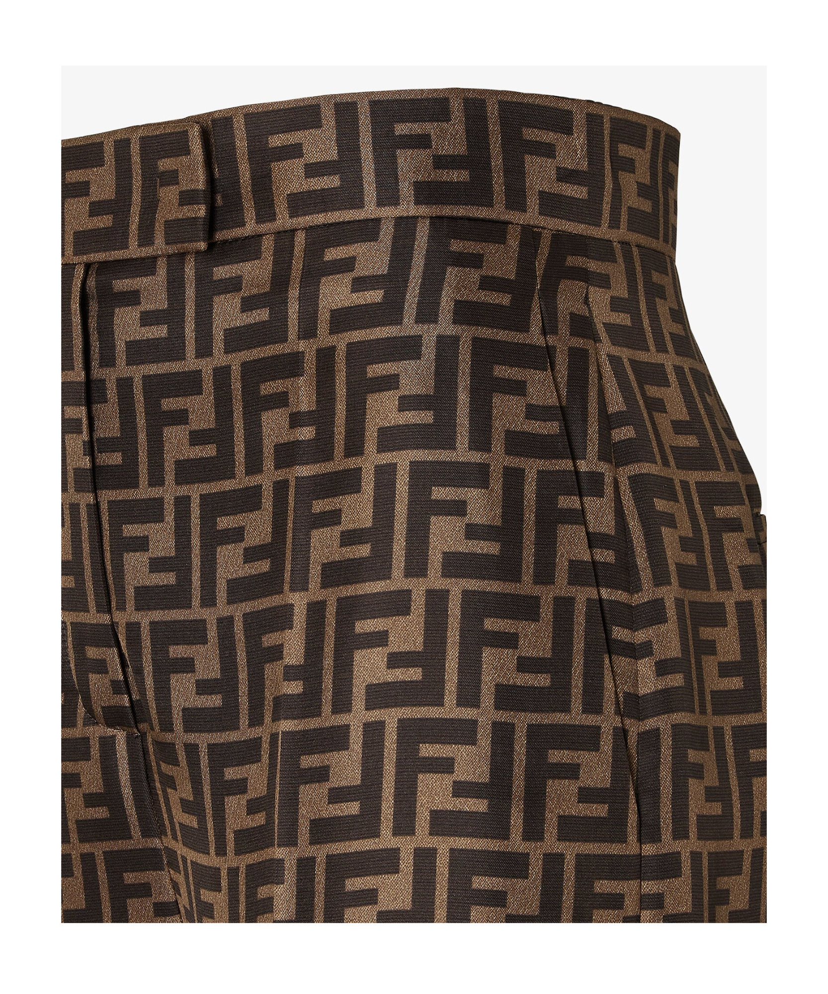 Fendi Ff Silk Twill Wide Leg Trousers Clothing In Brown