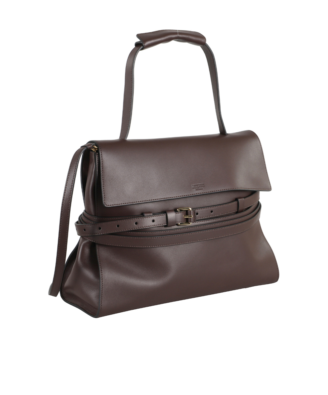 Moschino Medium Tie Me Buckle-strap Handbag In Brown