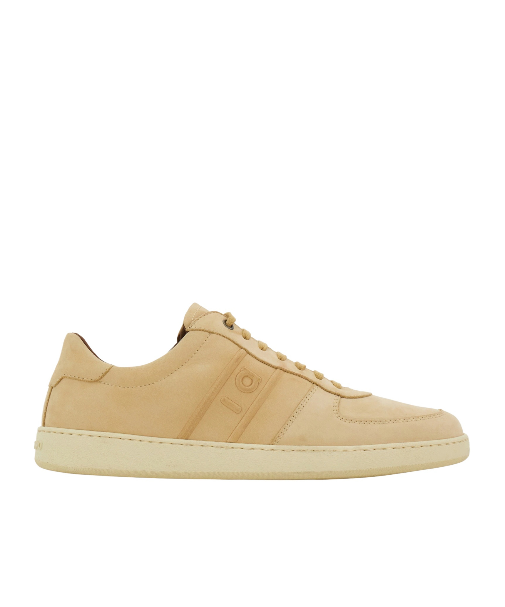 Ferragamo Men Beige Nubuck Adam Low-top Sneakers In Neutral