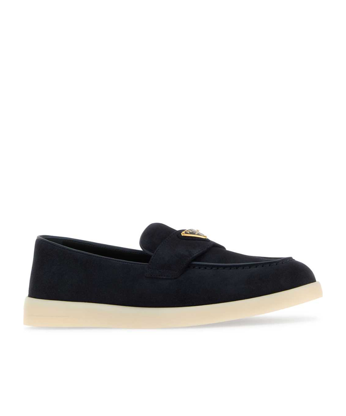 Prada Navy Blue Suede Loafers In Blue