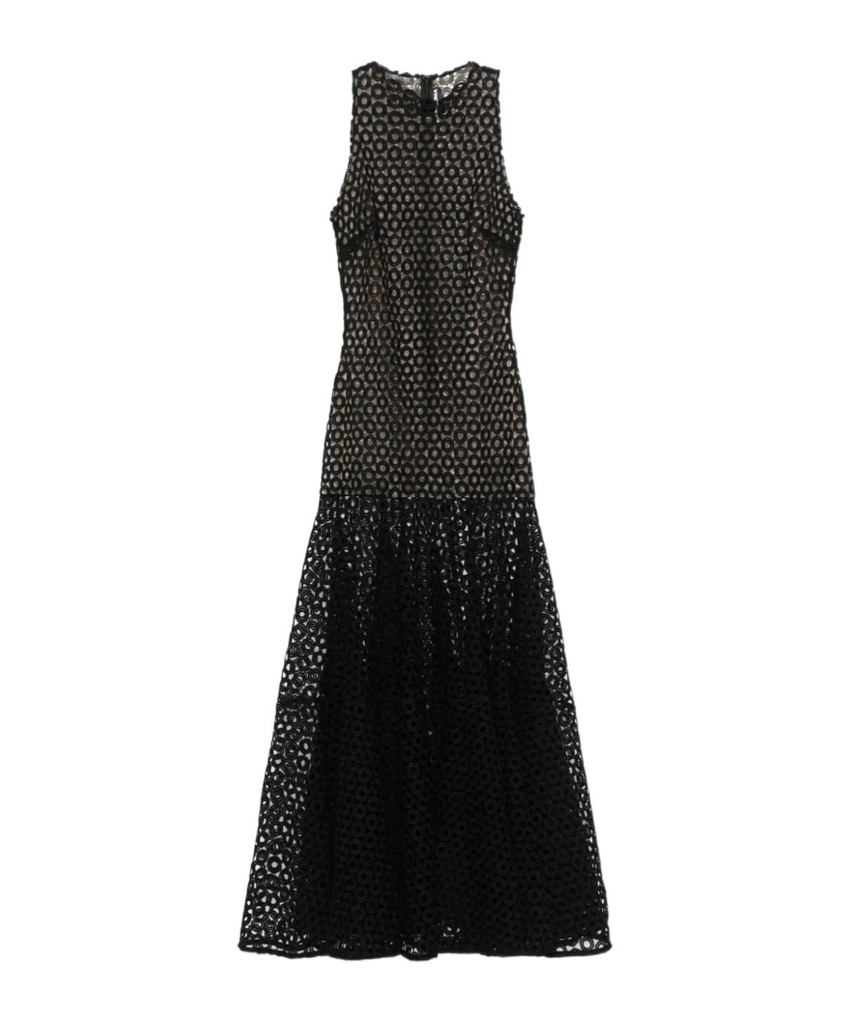 David Koma Flared-hem Macramé Maxi Dress In Black