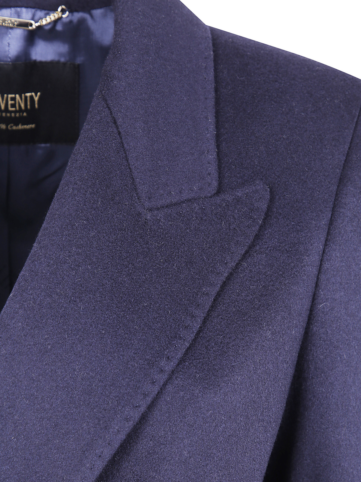 Seventy Cashmere Double-breasted Coat In Blue