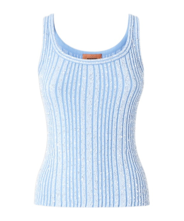 Shop Missoni Sequin-embellished Top In Blue