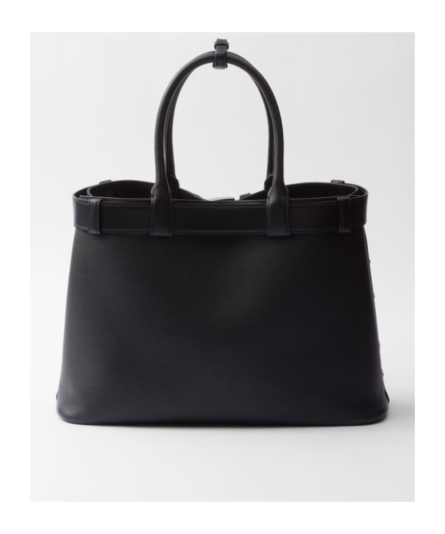 Prada Stud-embellished Buckle Tote Bag In Black