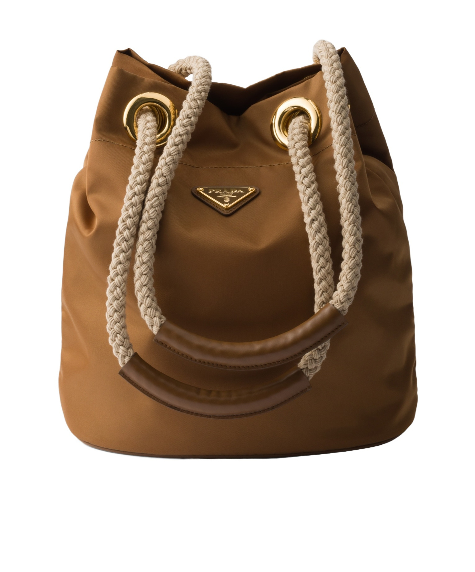 Prada Mariner Re-nylon Small Bucket Bag In Brandy