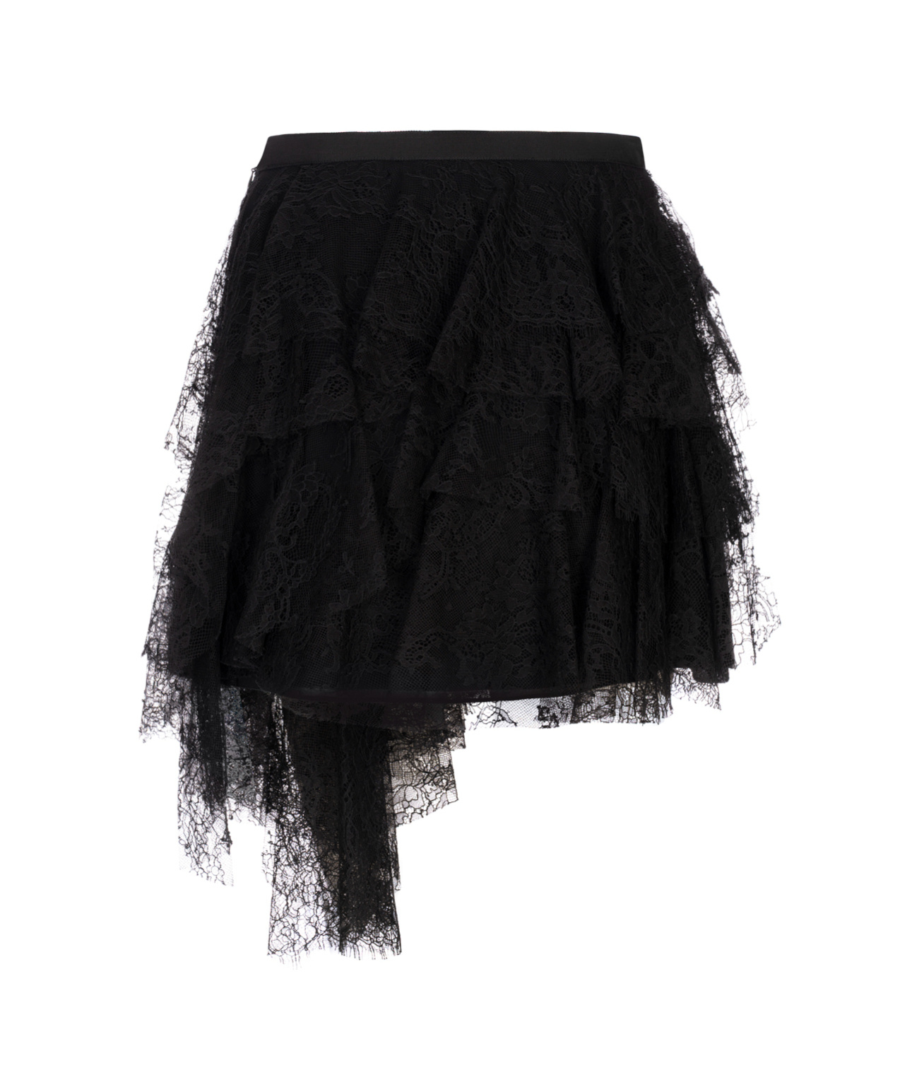 Alexander Mcqueen Mcqueen Tiered Cobweb Lace Miniskirt In Black