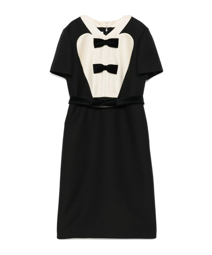 Shop Valentino Bow-detail Midi Dress In Black