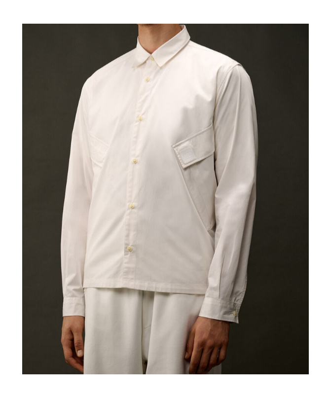 C.p. Company Structured Collar Cotton Shirt In White