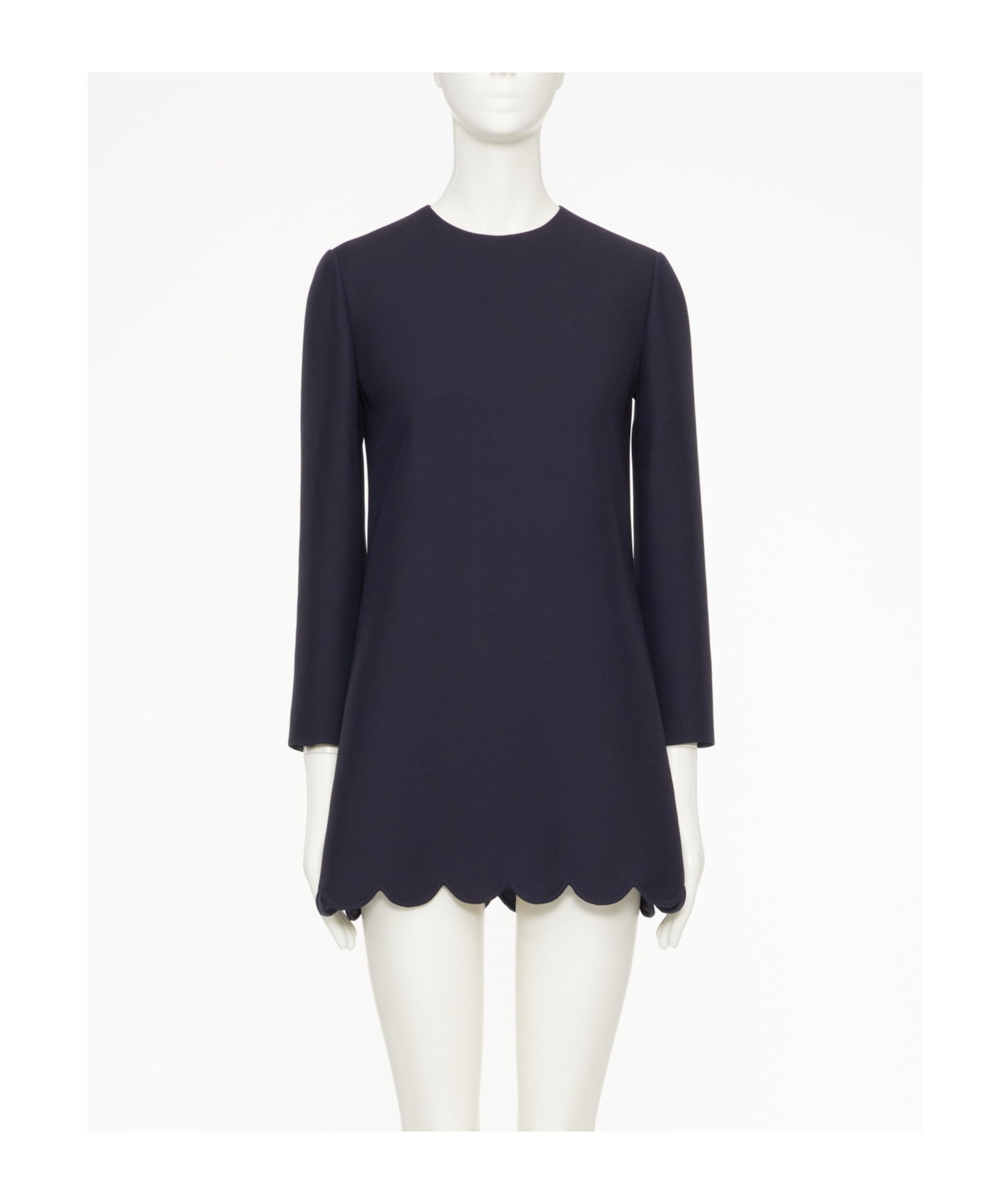 Valentino Virgin Wool-blend Shift Minidress In Black