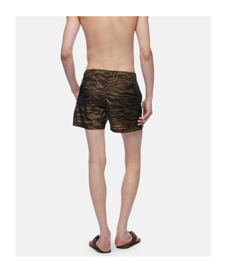 Attico Dark Green And Dark Brown Short Pant In Multi