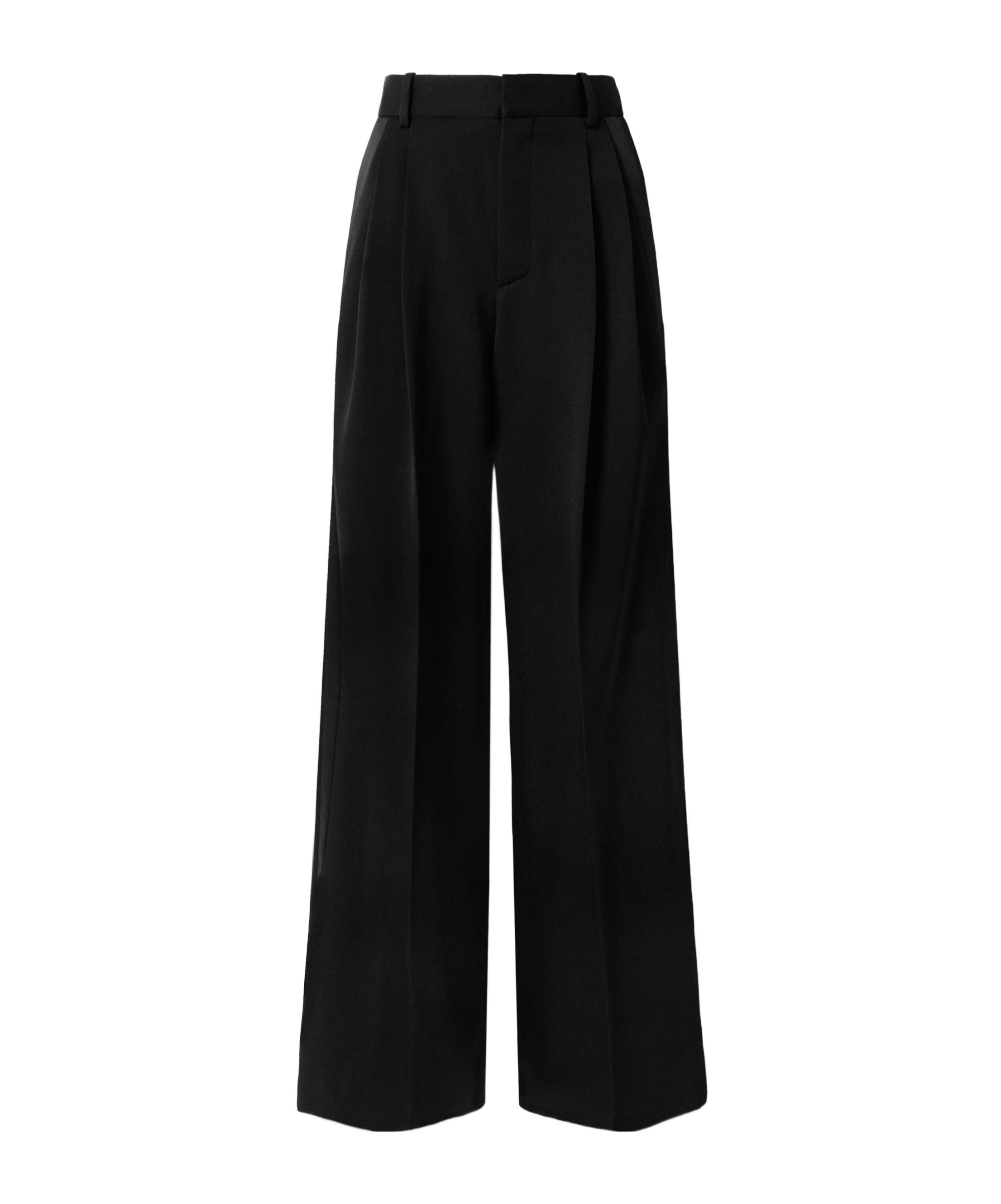 Saint Laurent Grain De Poudre Wool Wide-leg Pants In Black