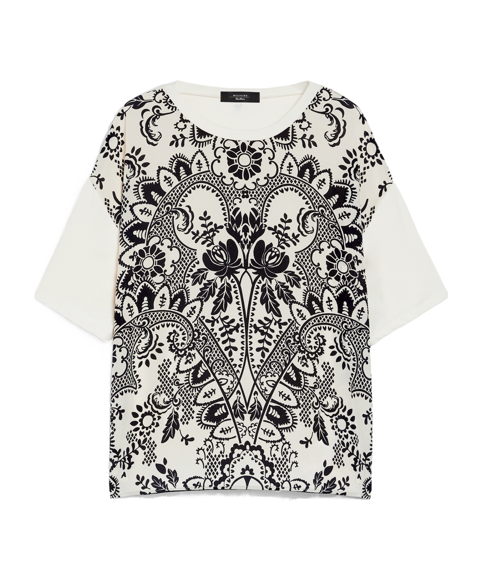 Weekend Max Mara Printed Silk And Jersey T-shirt In White