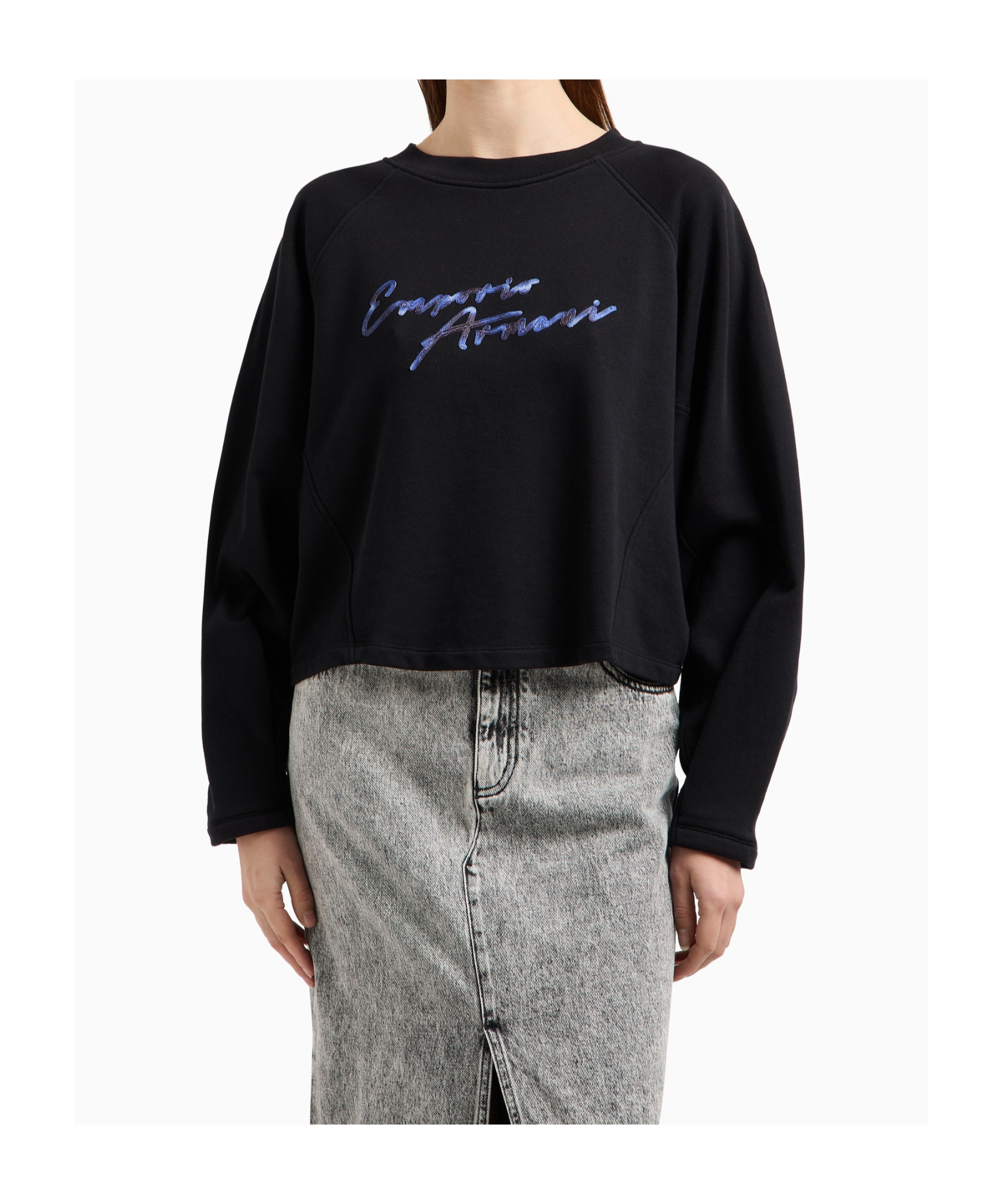Shop Emporio Armani Logo-embroidered Sweatshirt In Black