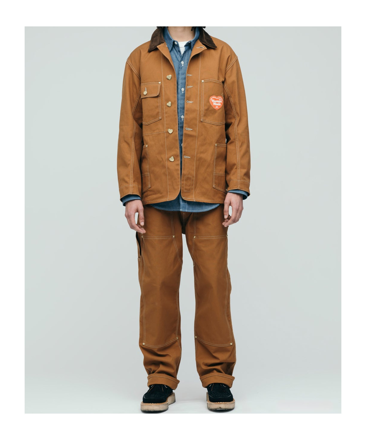 Human Made Duck Work Stitch-detail Cargo Pants In Brown