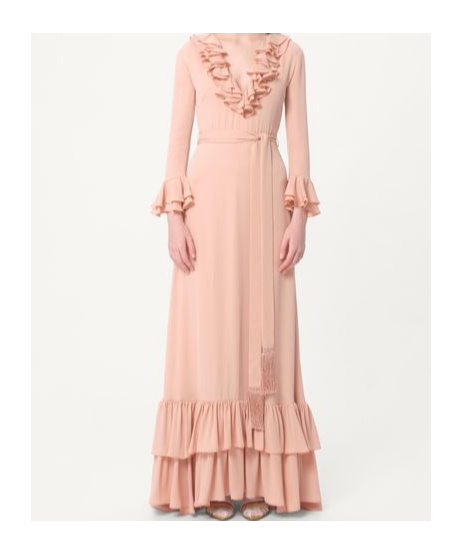 Valentino Besticktes Abendkleid Aus Georgette Frau Rose Mist 38 In Mixed Rose