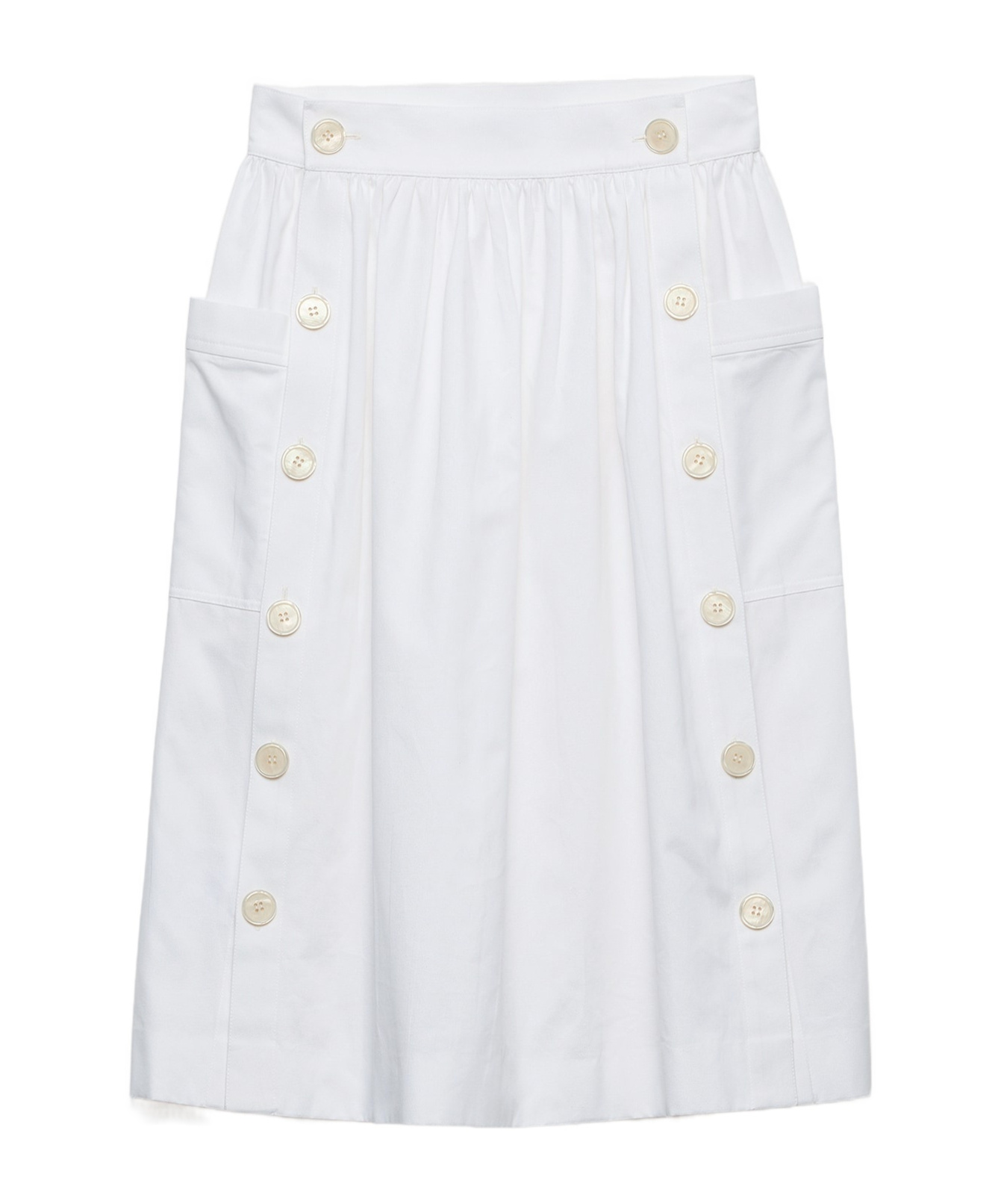 Prada Soft Cotton Gabardine Skirt In White