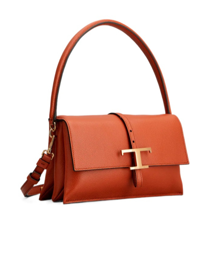 Tod's T Timeless Leather Mini Clamshell Bag In Red