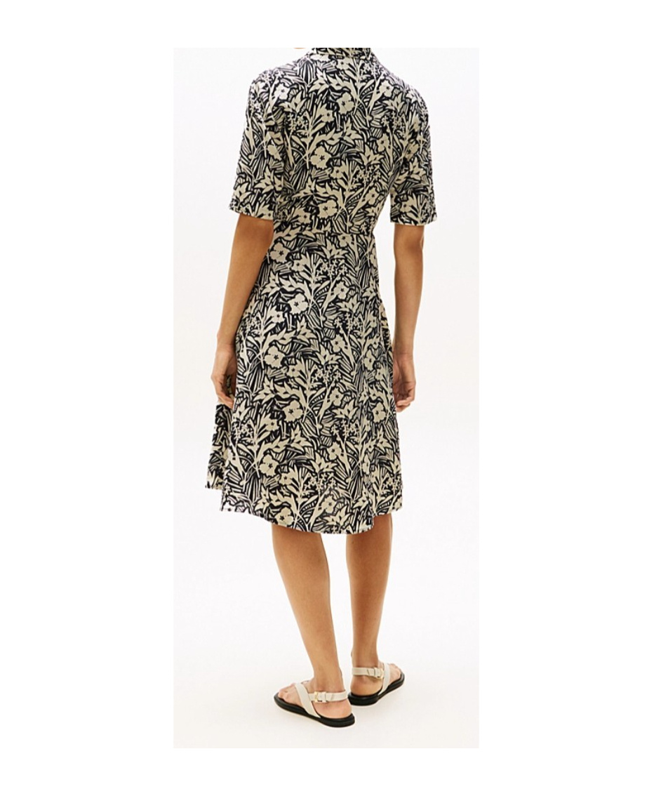 Tommy Hilfiger Relaxed Midi Linen Blend Shirt Dress In Multi