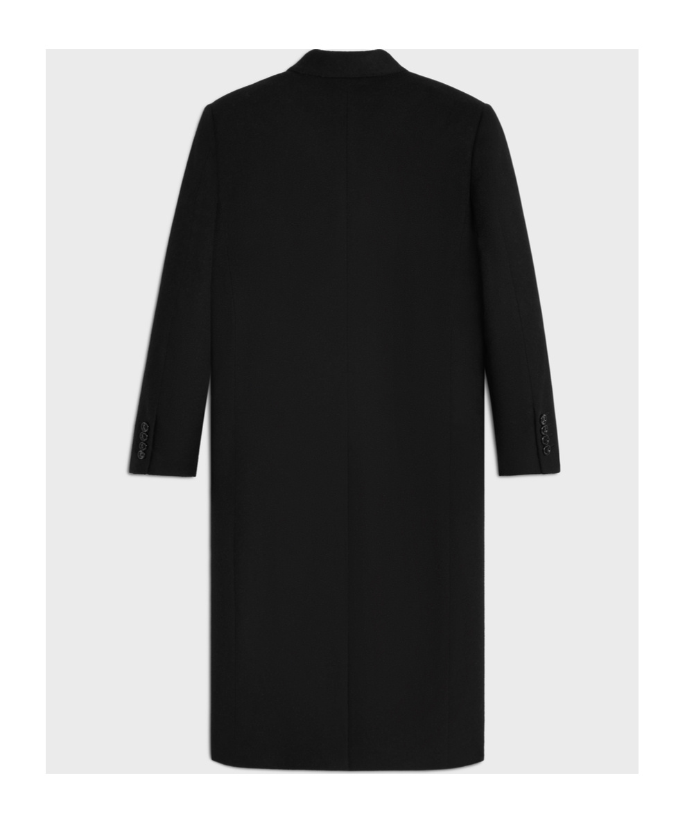 Celine Wool Long-sleeved Coat In Black