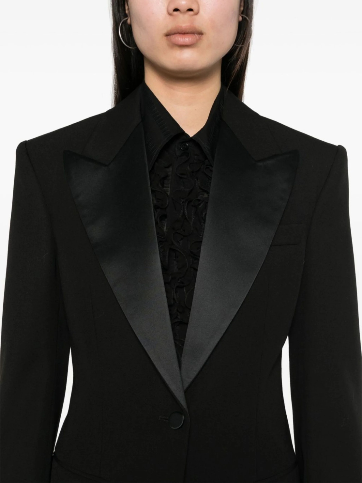 Stella Mccartney Single-breasted Curved Hem Blazer In Black