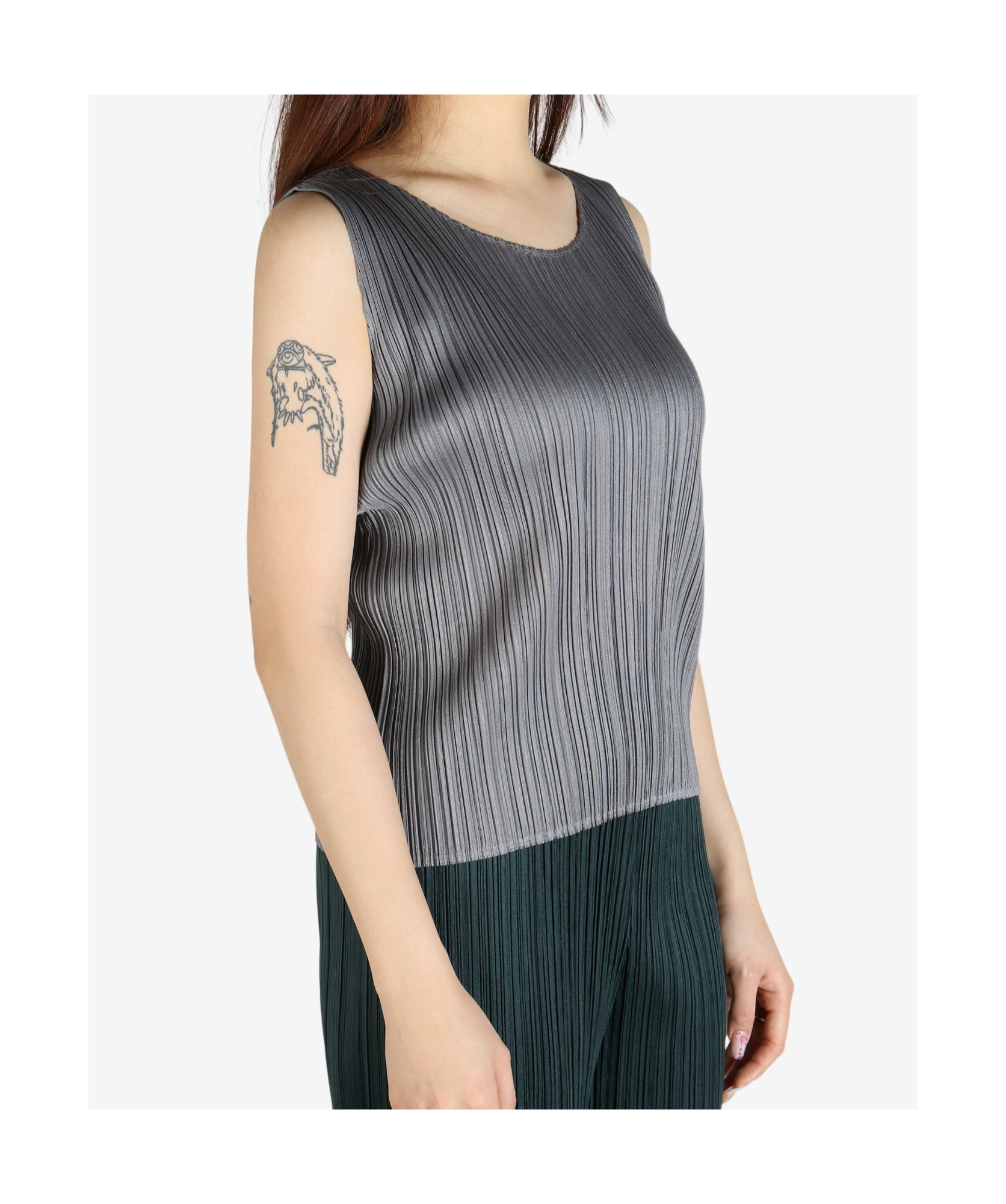 Issey Miyake Crew Neck Vest In Grey