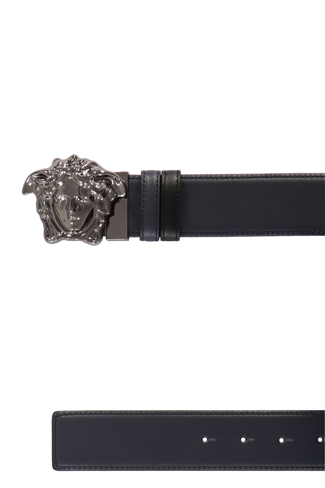 Versace Medusa Head Gold-toned Buckle Leather Belt In Black