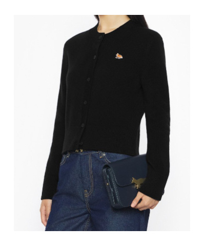 Maison Kitsuné Embroidered-logo Cardigans In Black