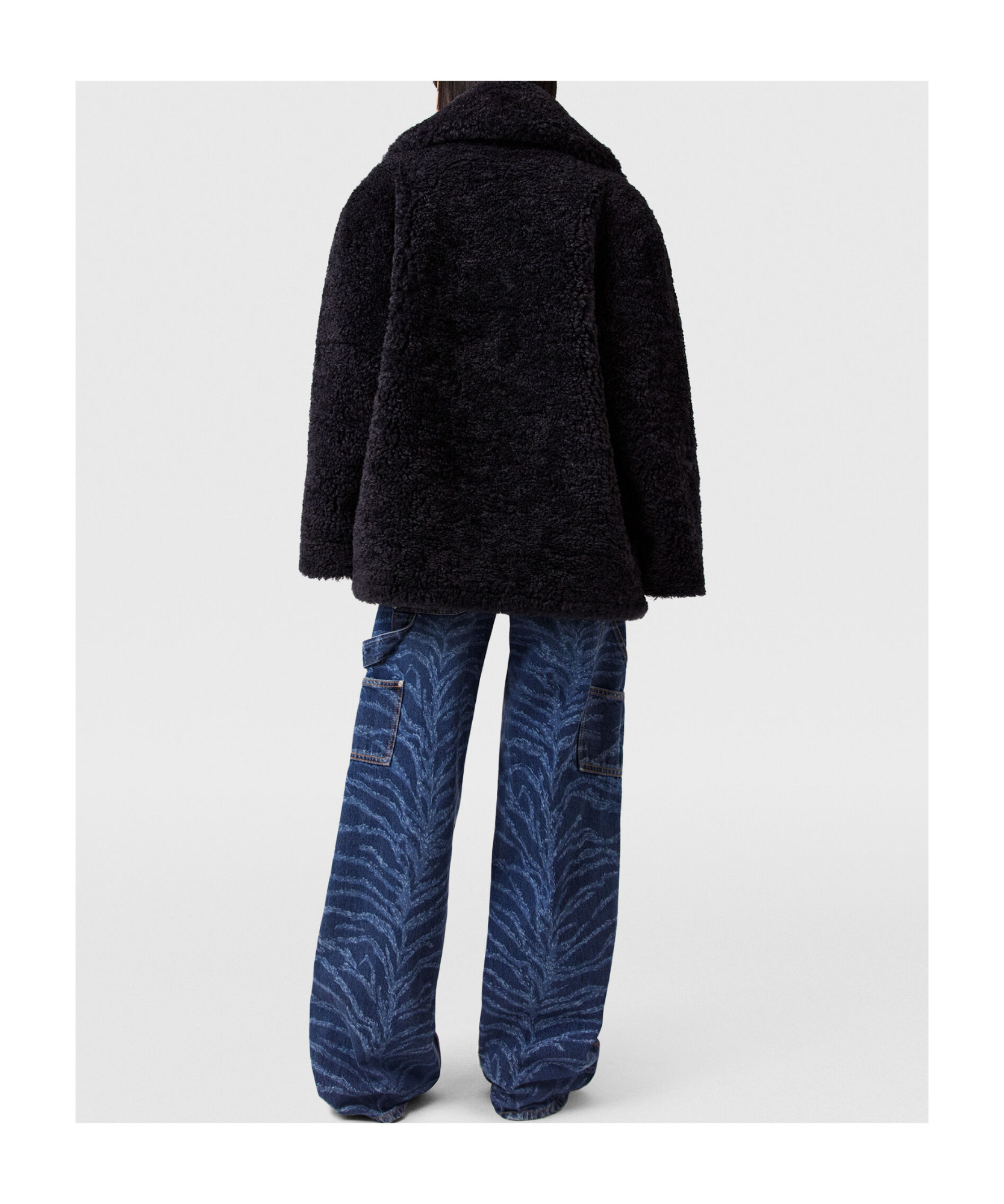 Stella Mccartney Belted Plush Teddy Jacket In Black