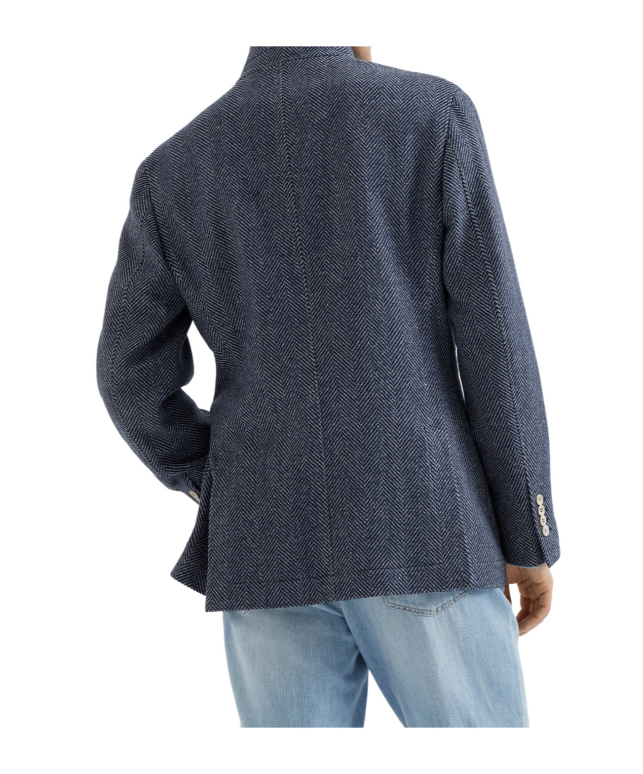 Brunello Cucinelli Water-resistant Herringbone Jacket In Blue